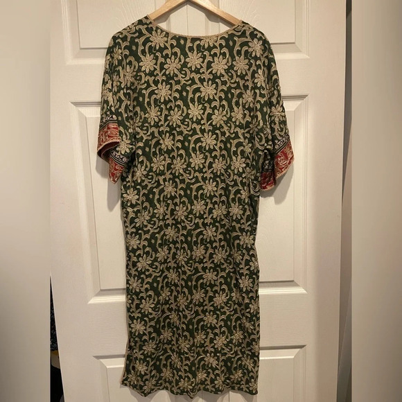 Soft Surroundings Long Cardigan Kimono Paisley Floral Embroidered Sequins Saree - Picture 11 of 11